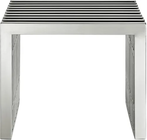 Miniatura 3 de Modway Gridiron - Banco moderno moderno de acero inoxidable, 19.5 pulgadas