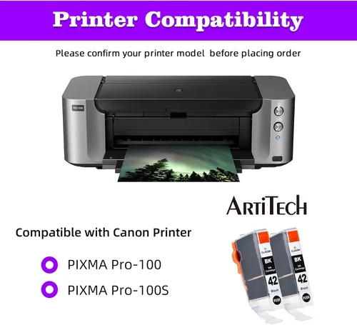 Miniatura 2 de CLI-42 BK Pixma Pro-100 - Cartuchos de tinta de repuesto para Canon CLI42 CLI-42 Cartucho de tinta negro para impresoras Pixma Pro-100S, paquete de 2