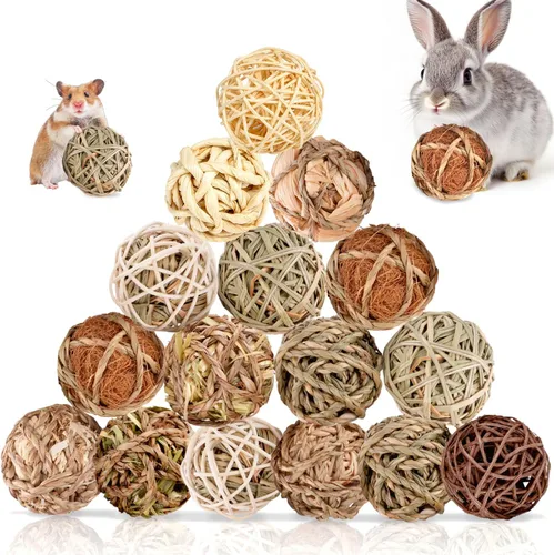 Miniatura 8 de Sofier Timothy Heno Treats - Juguetes para conejo, conejillo de indias, masticables naturales para dientes hechos a mano para conejos, masticables