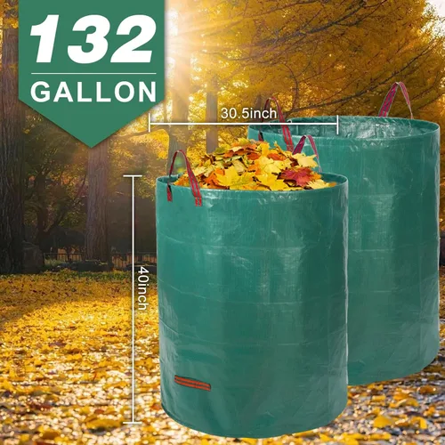 Miniatura 6 de Joyhalo Bolsas de basura reutilizables para patio, 132 galones, paquete de 6, resistentes con guantes de jardinería y 4 asas, soportables, camping
