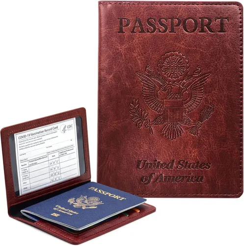 Miniatura 13 de Funda para pasaporte con bloqueo RFID de piel, tarjetero con ranura para tarjetas, accesorios de viaje, organizador de documentos, protector