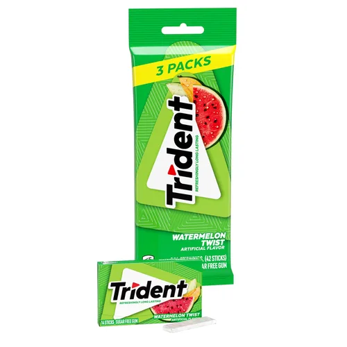 Miniatura 13 de Trident Goma de mascar de menta verde sin azúcar, 3 paquetes de 14 piezas (42 piezas en total)