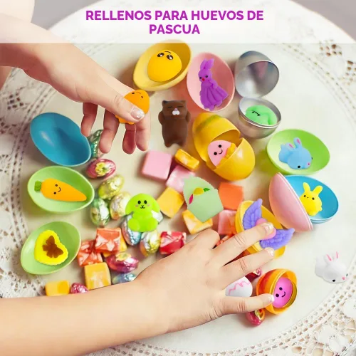 Miniatura 5 de Relleno para huevos de Pascua - Paquete de 30 juguetes esponjosos Kawaii Mochi para rellenar cestas de Pascua, mini juguetes esponjosos lindos