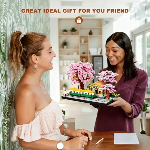 Miniatura 3 de Juego de construcción de árbol de cerezo japonés, mini micro bloques para adultos, flores, casa, bonsái, árbol, kit de construcción, ideas