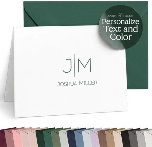 Miniatura 10 de Curio Press Papelería personalizada para mujeres y hombres, tarjetas de agradecimiento planas A2 con tarjetas de notas personalizadas, tarjetas