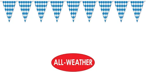 Miniatura 3 de Beistle Oktoberfest - Banderín bávaro, guirnalda de bandera a cuadros azules y blancos para celebraciones temáticas alemanas, decoraciones de fiesta