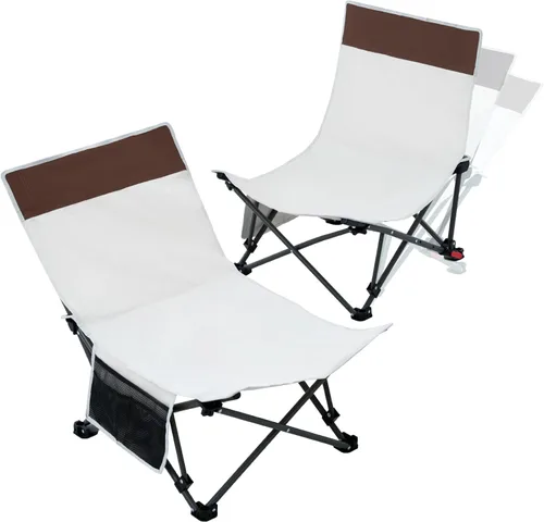 Miniatura 13 de Silla de camping acolchada de gran tamaño con respaldo alto, silla plegable y cómoda, silla de mariposa para adultos, césped, patio al aire libre