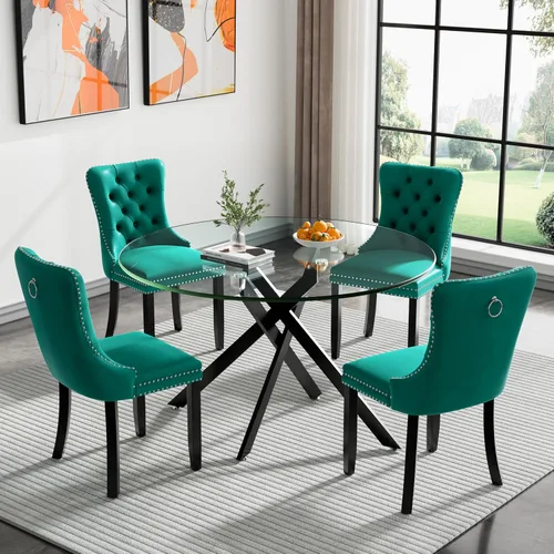 Miniatura 33 de HomVent Juego de mesa de comedor redonda de vidrio de 3 piezas, juego de mesa de comedor de vidrio templado para 2 mesas de cocina con 2 sillas
