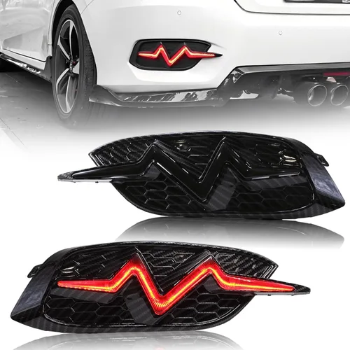 Luz LED de Parachoques Trasero Para Honda Civic LX EX Touring Sedan 2016-2021 10ª Generación Luces Traseras de Parachoques de Freno y Antiniebla Con