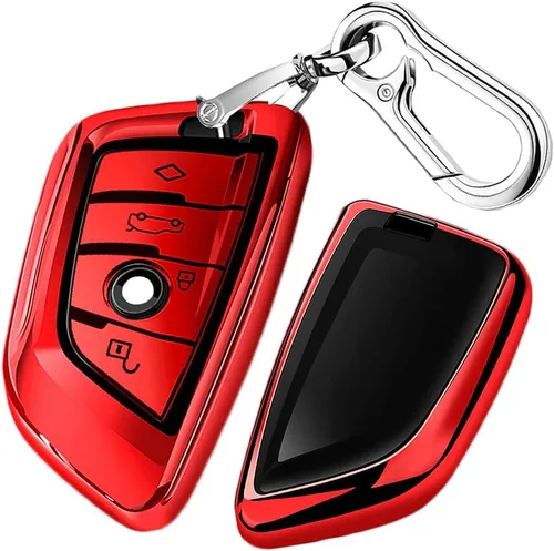 Miniatura 11 de QBUC Funda para llavero BMW con llavero de cuero, para BMW 2 5 6 7 Series X1 X2 X3 X5 X6 X7 Premium Soft TPU Llavero Holder (1-Negro)