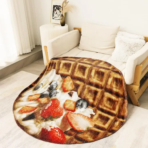 Miniatura 9 de Bnuitland Manta de gofres divertida, 300 GSM, manta gigante de comida realista de doble cara con bolsa de almacenamiento, regalo novedoso para Fruit