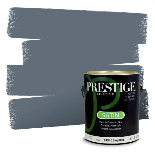 Miniatura 244 de Pintura Exterior + imprimación PRESTIGE, todo-en-uno, 1 galón, acabado mate, color comparable al Valspar* Royal Gray* VS151-Gris real