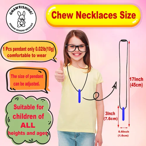 Miniatura 5 de Collares masticables sensoriales para niños, 6 piezas de juguetes sensoriales masticables para niños con autismo, niñas y niños, TDAH niños