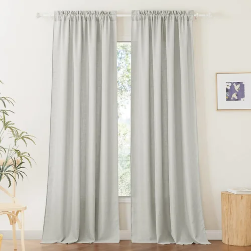 Miniatura 57 de RYB HOME Cortinas extralargas de 108 pulgadas de largo, transpirables con bolsillo para barra, cortinas traslúcidas blancas para sala de estar