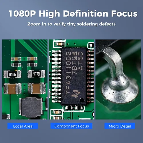 Miniatura 4 de Microscopio de soldadura digital de 7 pulgadas con control remoto para reparación de electrónica, lupa PCB de pantalla IPS 1200X, salida USB 16M