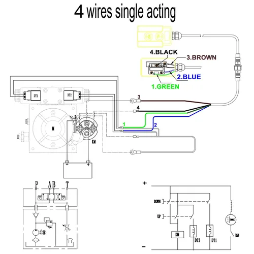 Miniatura 7 de Interruptor de control remoto de remolque de descarga de 4 cables Unidad de potencia de bomba hidráulica de 12 V CC Interruptor de control hacia