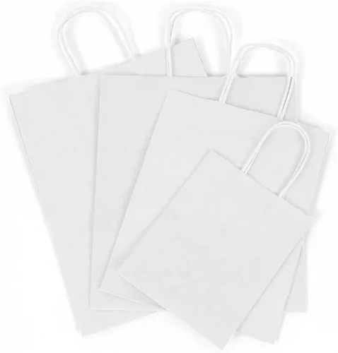 Miniatura 3 de Kraft Paper Bags with Twisted Handles-8x4.25x10.5 inches, Bulk Multiuse Solid Print Bags, Perfect for Any Occasion, 50 Pack, White