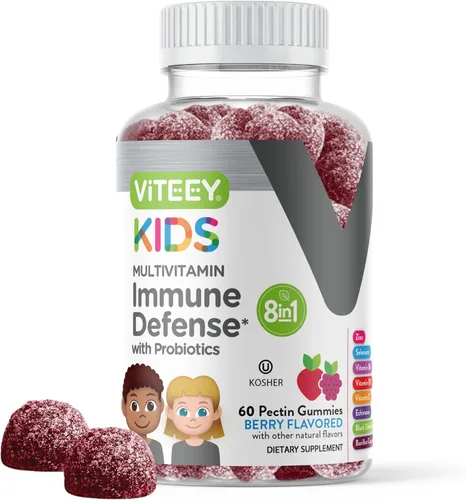 Viteey Gomitas multivitamínicas para niños con probióticos, 8-1 vitaminas para niños para apoyo a la salud inmunológica con vitamina C, equinácea,