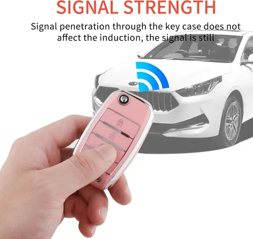 Miniatura 5 de Pangpai - Funda para llave de Kia en color rosa, funda de protección de TPU suave con llavero brillante compatible con Kia Sedona Rio Optima Soul