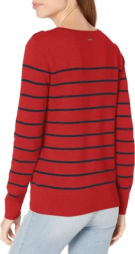 Miniatura 4 de Nautica Suéter de manga larga para mujer, 100% algodón, a rayas, cuello redondo