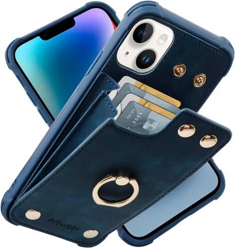 Miniatura 22 de Funda tipo cartera compatible con iPhone XR/10R con tarjetero de crédito, funda protectora de cuero a prueba de golpes compatible con anillo