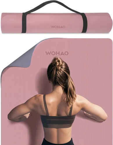 Miniatura 9 de Tapete de yoga extra grueso de 0.315 pulgadas, 72 x 28 pulgadas, tapete de ejercicio antideslizante, reversible de 2 lados de doble