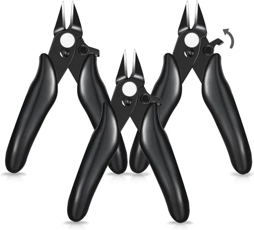 3 paquetes de cortadores de alambre de 3.5 pulgadas, mini cortadores de alambre suave, micro cortador con bloqueo, alicates de corte diagonal al ras