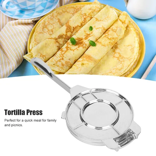 Miniatura 4 de Prensa de tortilla de hierro fundido de 8.7 pulgadas, prensa de masa de pastelería plegable, herramienta de cocina para hacer tacos, burritos, pan