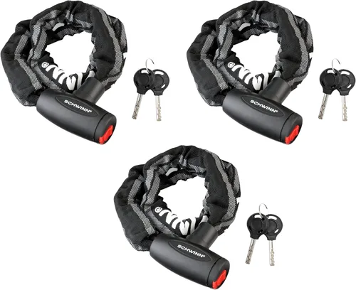 Miniatura 8 de Schwinn - Cadena reflectante con llave y candado para bicicleta, cerradura antirrobo de bicicleta de 3 pies x 8mm, nivel de seguridad 4