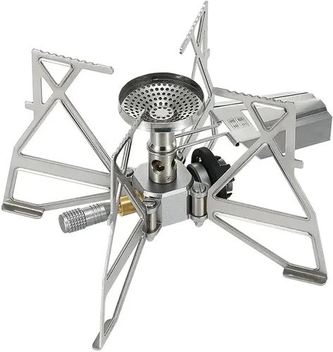 CAMPINGMOON Estufa de butano para campamento, regulador portátil, quemador individual con bolsa de almacenamiento XD-3 (plata sin encendedor)