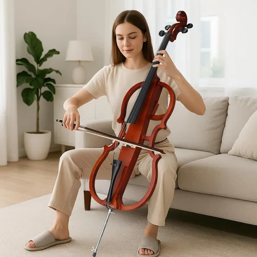Miniatura 3 de Kit de violonchelo eléctrico 4/4 para adultos, principiantes, juego completo de violonchelo de tamaño completo con bolsa portátil, arco, colofonia