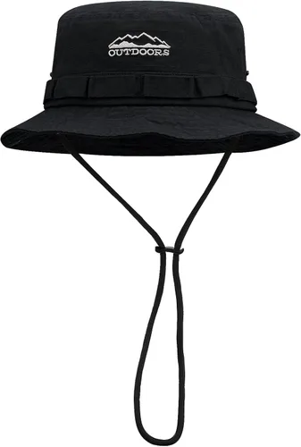 CLAPE Sombrero de pesca Boonie lavado sombreros de sol gorra de cubo con cuerda protección solar al aire libre gorra de camping sombrero de jungla