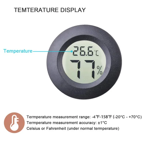 Miniatura 5 de 2 unids mini higrómetro termómetro interior exterior redondo medidor de humedad medidor de temperatura sensor de humedad Fahrenheit conmutable