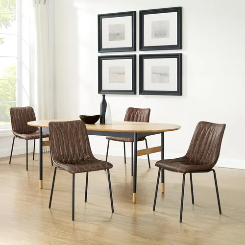 Miniatura 8 de Art Leon Sillas de comedor, juego de 2, sillas tapizadas de piel sintética para cocina, comedor, sillas laterales modernas sin brazos con patas