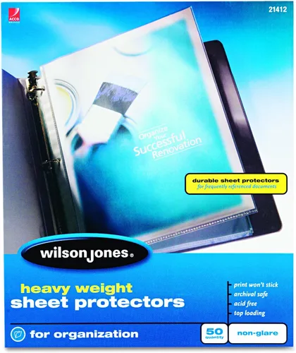 Miniatura 4 de Wilson Jones Protectores de hojas, peso pesado, carga superior, transparente, 100 hojas/caja (W21411)