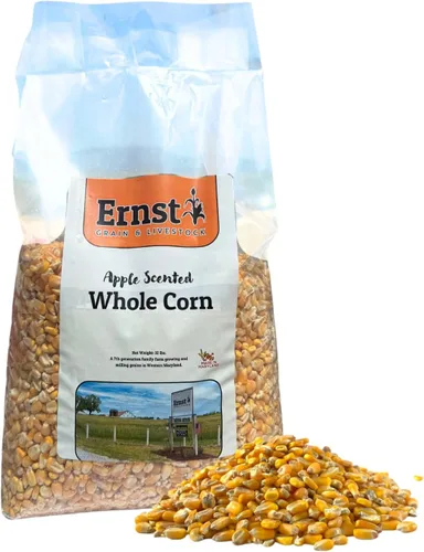 Ernst Grain & Livestock Alimento de maíz entero perfumado a manzana, bolsa portátil de 10 libras (160 onzas), aroma natural de fruta para ganado,
