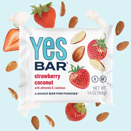 Miniatura 2 de YES Nut Bars - Fresa y coco - Barras suaves masticables saludables hechas con jarabe de arce orgánico, veganas, paleo, sin gluten, sin azúcar