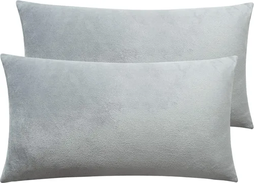 Miniatura 57 de NTBAY - Fundas de almohada de terciopelo con cierre para niños pequeños, 2 unidades, acogedoras, de lujo, de franela y felpa, para viajes, 33 x 46