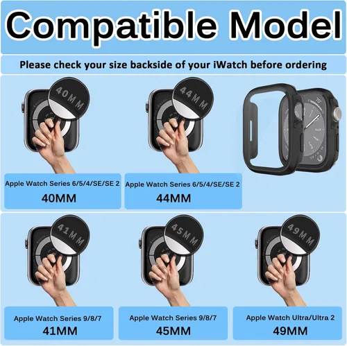 Miniatura 7 de Miimall Compatible con Apple Watch Series 9, 8, 7, protector de pantalla de metal con protector de pantalla de vidrio, [a prueba de golpes y caídas]