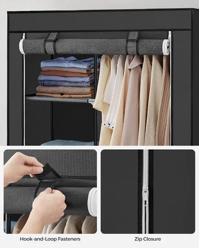 Miniatura 8 de SONGMICS Armario portátil, organizador de almacenamiento de ropa con 6 estantes, 1 riel para colgar ropa, armario de tela no tejida, marco de metal