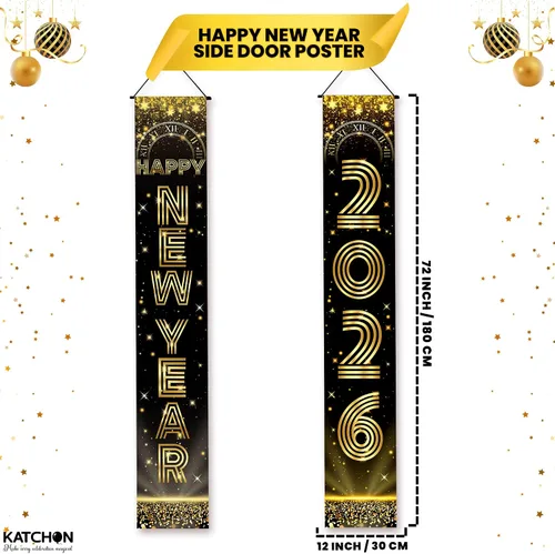 Miniatura 2 de KatchOn, Cartel extra grande de feliz año nuevo – 72 x 12 pulgadas Decoraciones de Año Nuevo 2026 Suministros de fiesta de Año Nuevo 2026