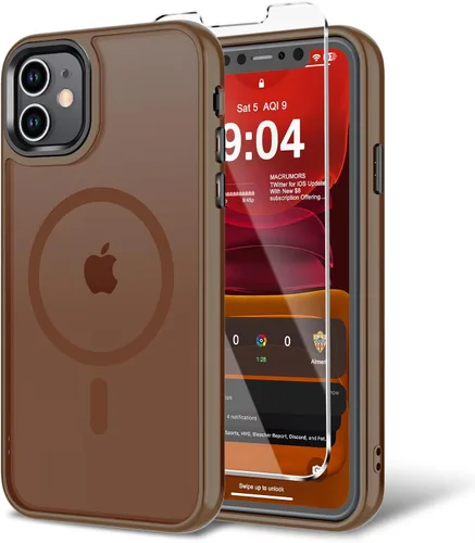 Miniatura 117 de Funda para iPhone 11 con protector de pantalla, compatible con MagSafe, ultra delgada, translúcida, mate, a prueba de golpes, color negro