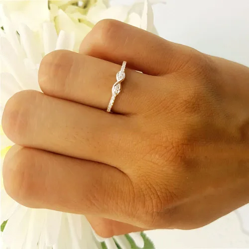 Miniatura 6 de Dazzlingrock Collection Anillo de compromiso de 0,10 quilates (quilates) con diamantes redondos para mujer Forever Together Swirl de 110 quilates