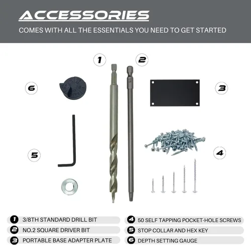 Miniatura 6 de Kit de plantilla de agujero de bolsillo Massca M1 - Plantilla de tornillo de bolsillo ajustable y fácil de usar - Plantilla de taladro resistente