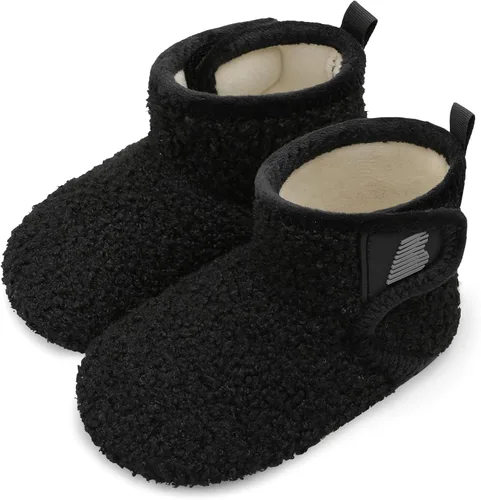 BARERUN Pantuflas para niños y niñas, zapatos de casa para bebés, botines de invierno de felpa acogedora para niños, pantuflas cálidas y ligeras
