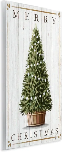 Miniatura 2 de Stupell Industries Patrón rústico de árbol de granja de campo de Feliz Navidad
