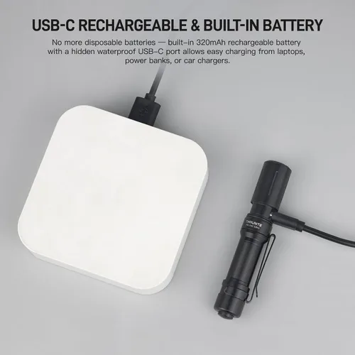 Miniatura 4 de ThruNite EDC Linterna Archer Mini, linterna LED de 405 lúmenes con interruptor de cola, linterna de bolsillo pequeña recargable USB C para camping