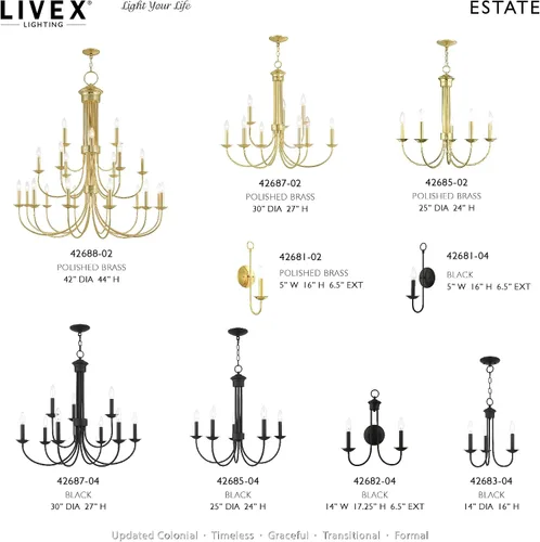 Miniatura 5 de Livex Lighting 42683-04 - Lámpara de araña de acero con 3 luces para decoración del hogar, 1 lámpara de techo negra, perfecta para decoración