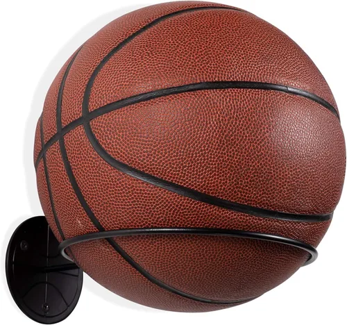 Soporte de pelota de deportes para montaje en pared y exhibidor organizador de metal, para pelotas de baloncesto, fútbol y voleibol, multifunción.