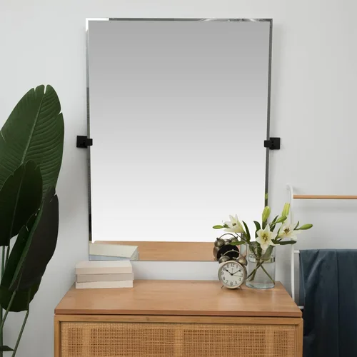 Miniatura 8 de Hamilton Hills - Espejo pivotante de pared de 20x30 pulgadas con soportes cuadrados de pared negros mate Espejo de baño sin marco Espejo